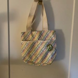 Billabong Peace hand bag. White, Rainbow. 3 pockets